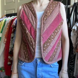 ✨SOLD✨ quilted brown & pink vest